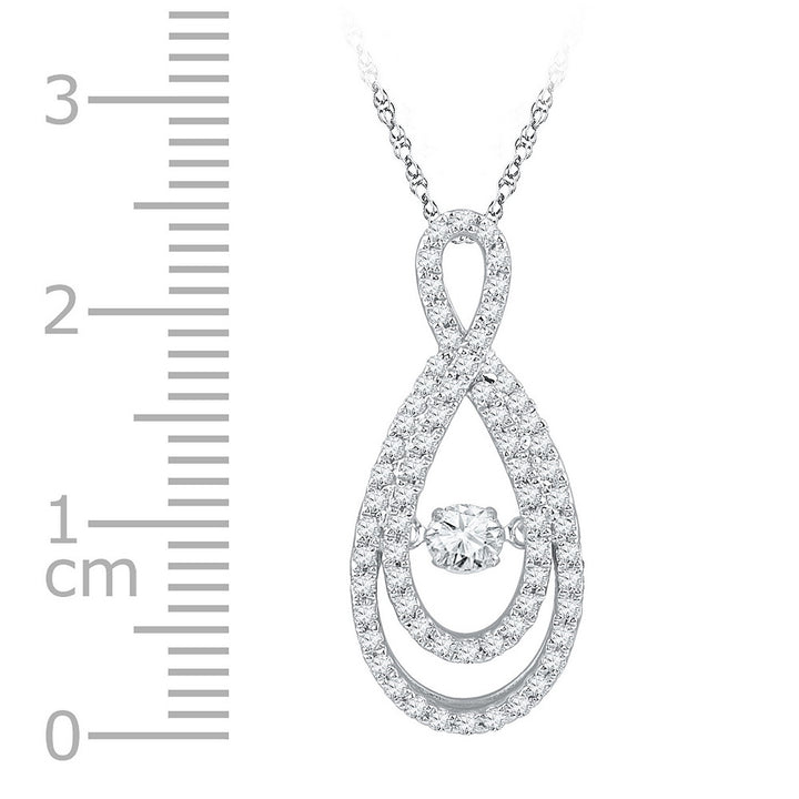 10kt White Gold Women's Diamond Moving Twinkle Solitaire Teardrop Pendant 3/4 ctw