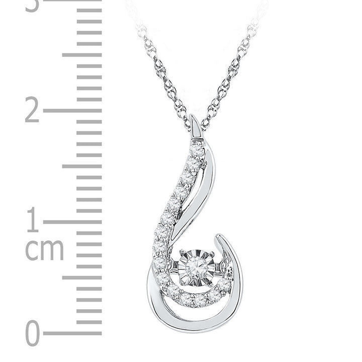 10kt White Gold Women's Moving Diamond Fashion Pendant 1/5 ctw