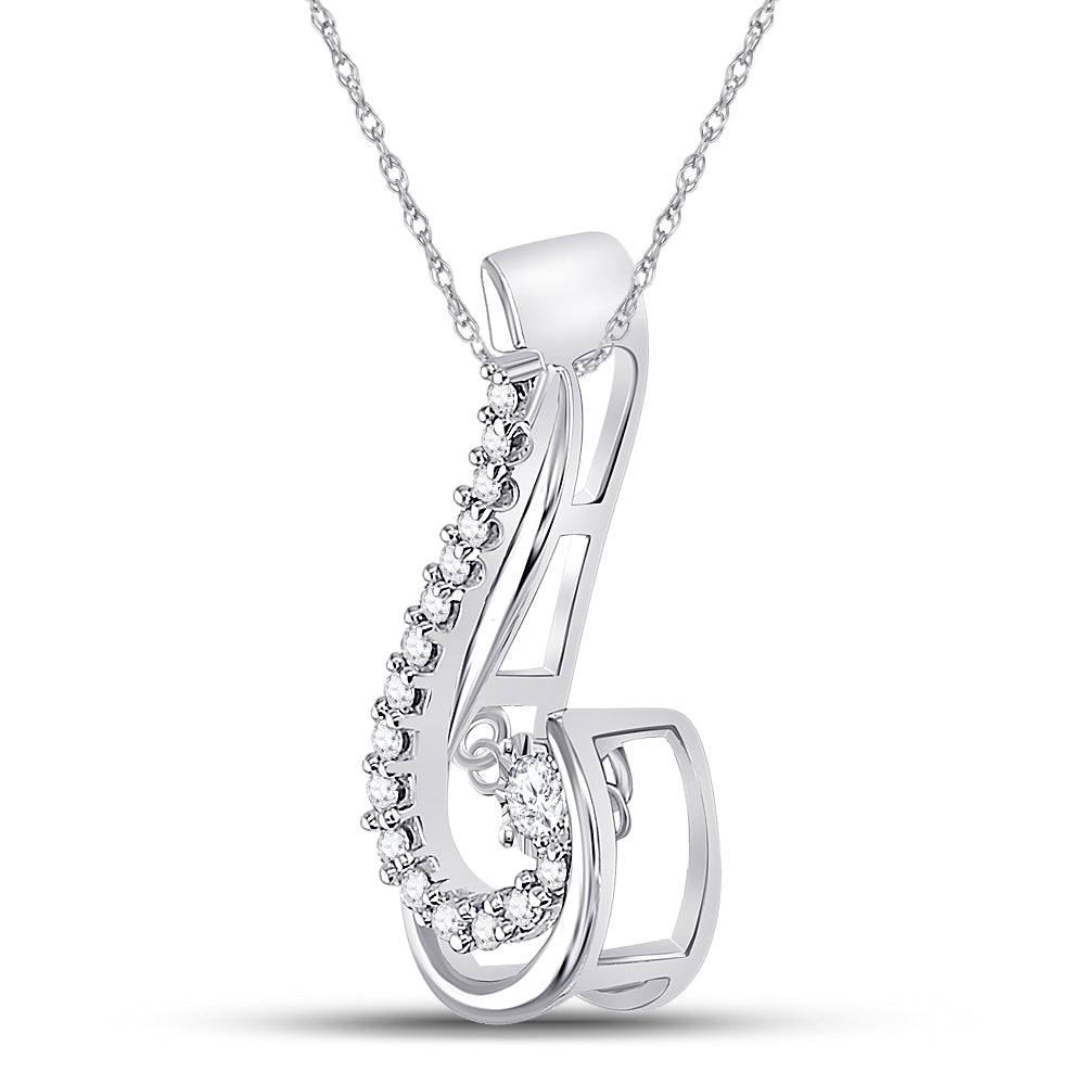 10kt White Gold Women's Moving Diamond Fashion Pendant 1/5 ctw - view 2