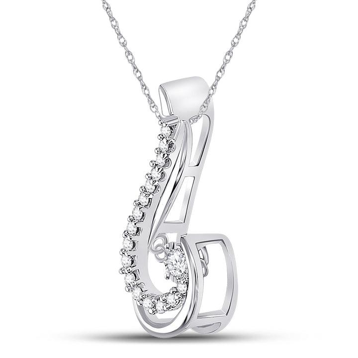 10kt White Gold Women's Moving Diamond Fashion Pendant 1/5 ctw - view 2