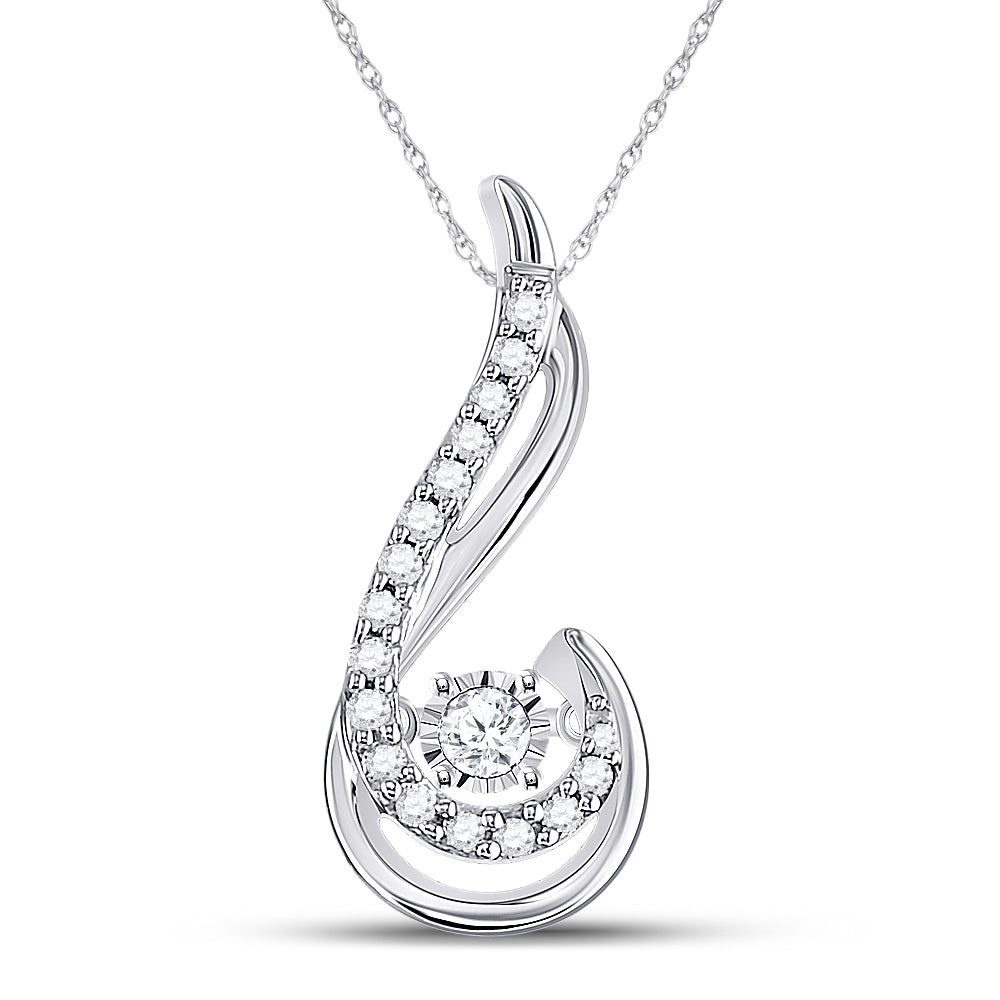 10kt White Gold Women's Moving Diamond Fashion Pendant 1/5 ctw - view 3