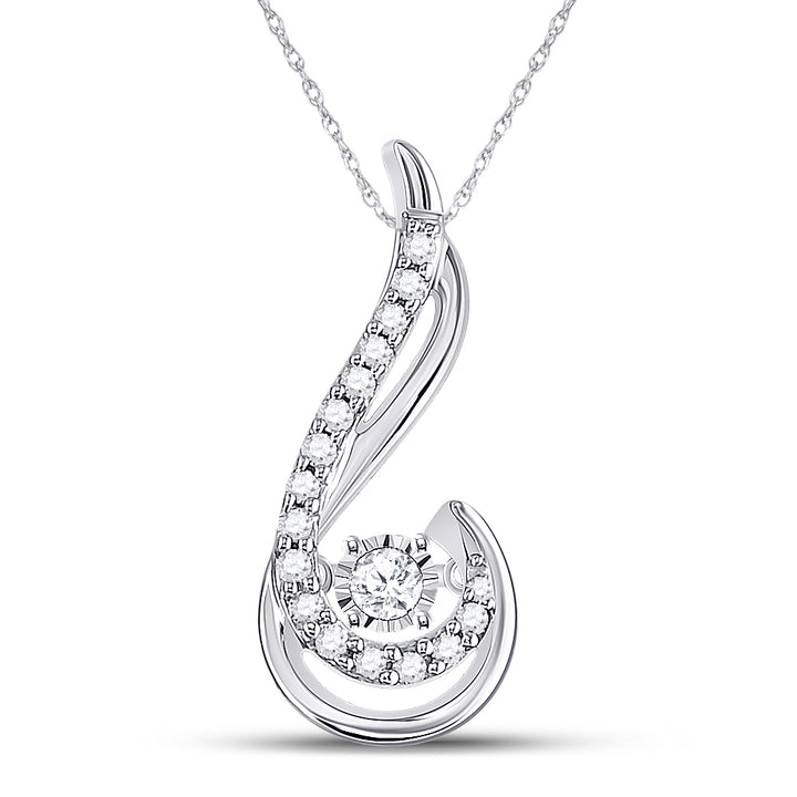 10kt White Gold Women's Moving Diamond Fashion Pendant 1/5 ctw - view 3