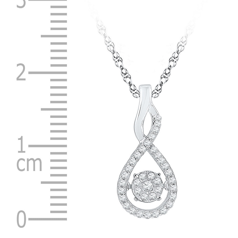 10kt White Gold Women's Diamond Moving Cluster Pendant 1/5 ctw