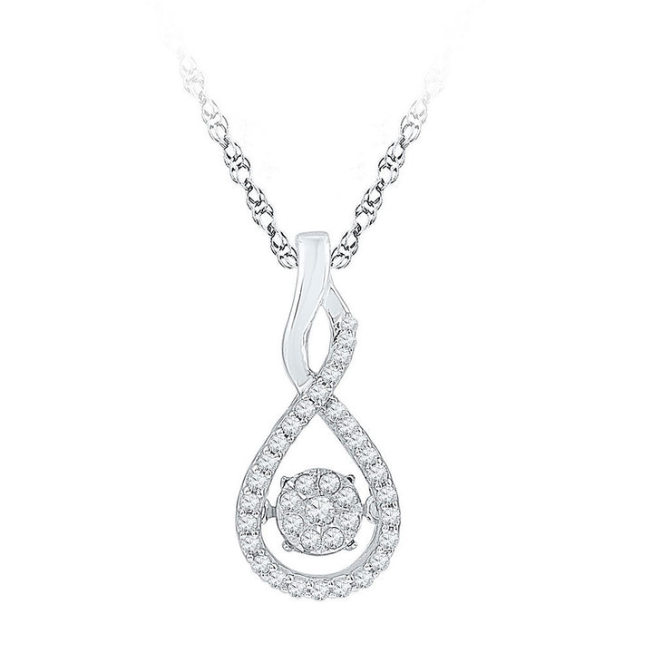 10kt White Gold Women's Diamond Moving Cluster Pendant 1/5 ctw - view 2