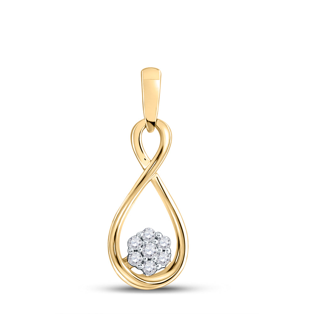 10kt Yellow Gold Women's Diamond Infinity Cluster Pendant 1/8 ctw