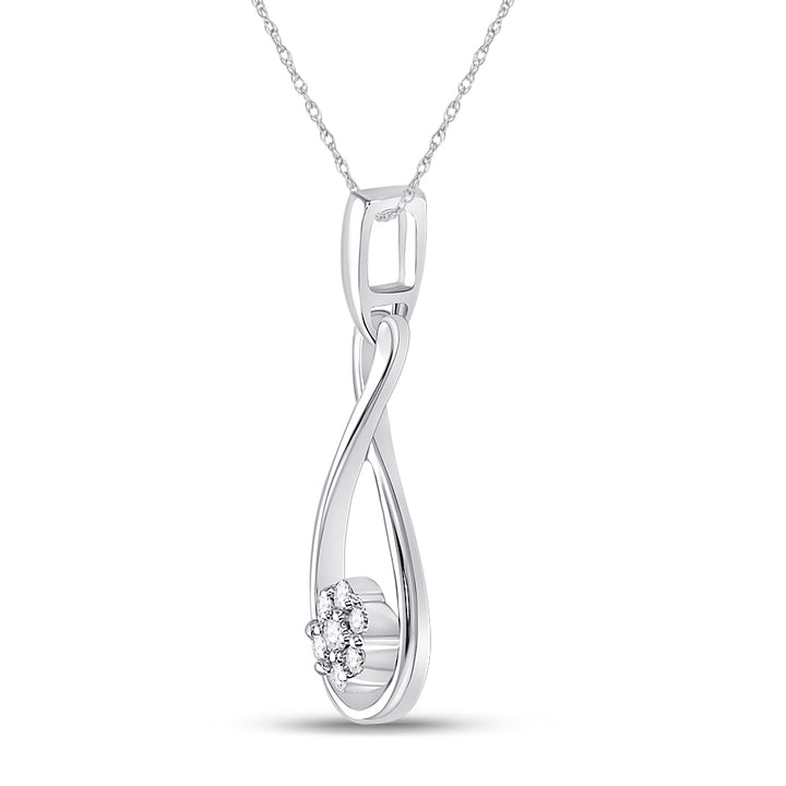 10kt White Gold Women's Diamond Infinity Cluster Pendant 1/8 ctw