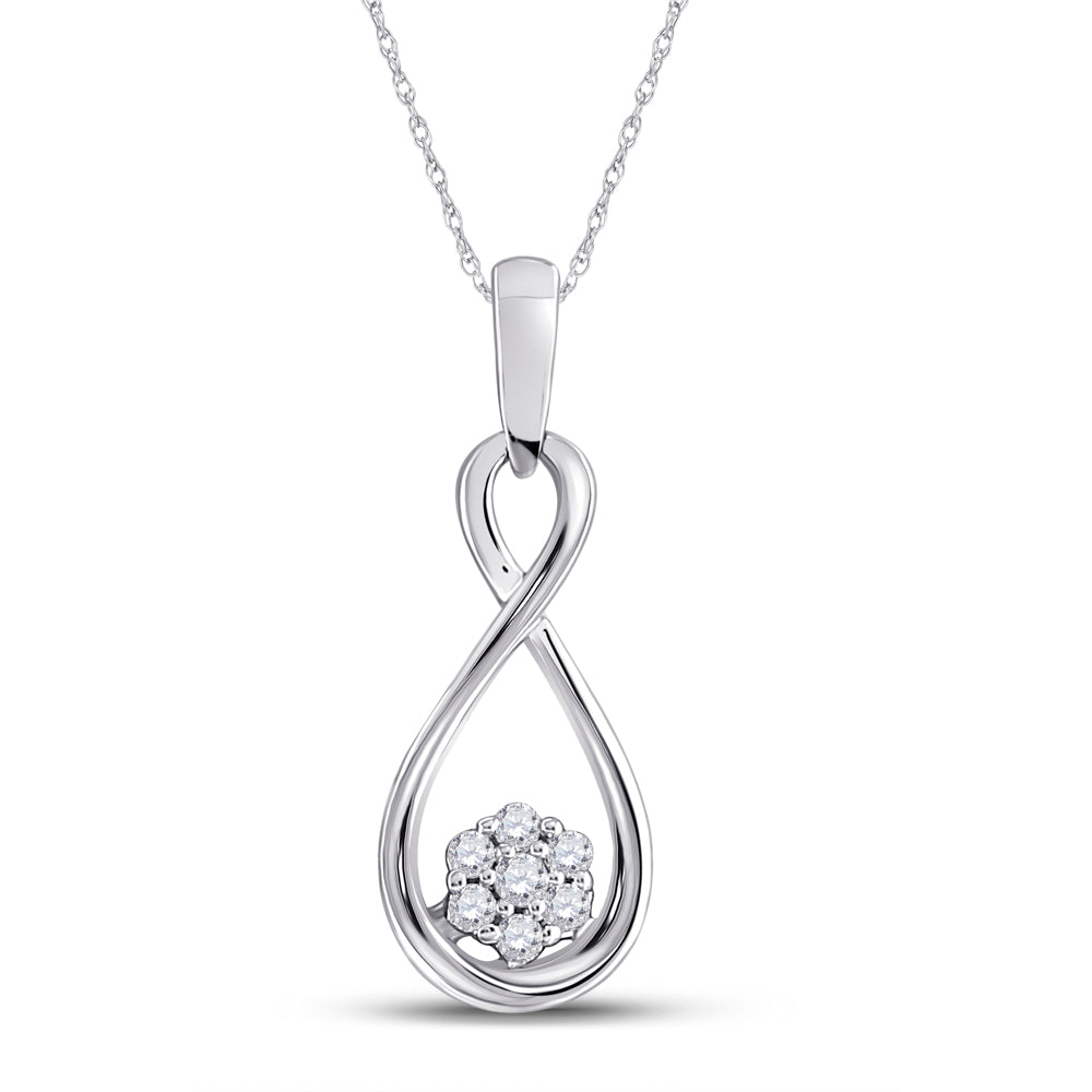 10kt White Gold Women's Diamond Infinity Cluster Pendant 1/8 ctw - view 2
