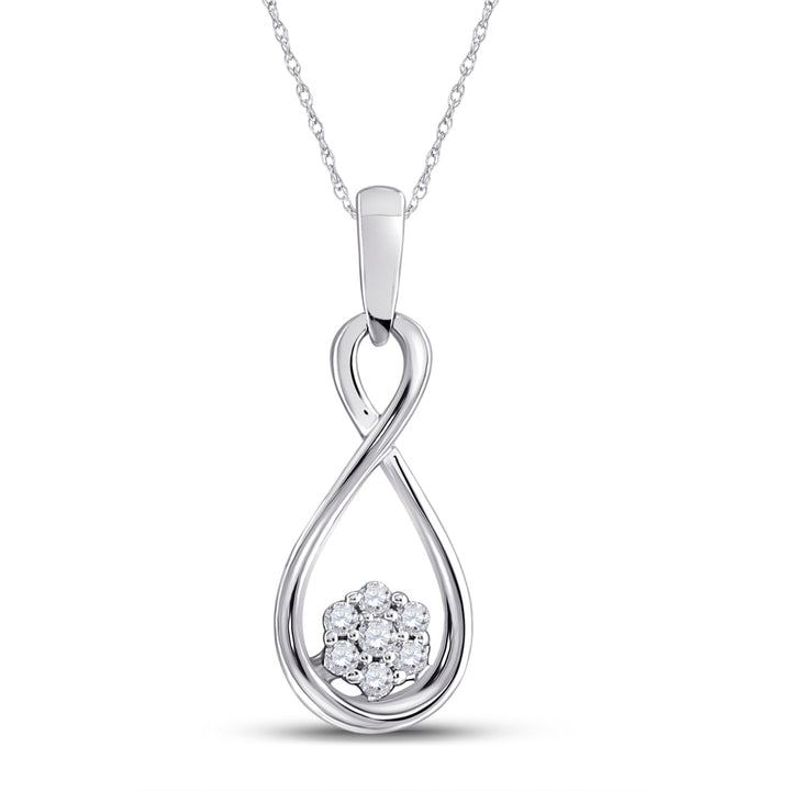 10kt White Gold Women's Diamond Infinity Cluster Pendant 1/8 ctw - view 2
