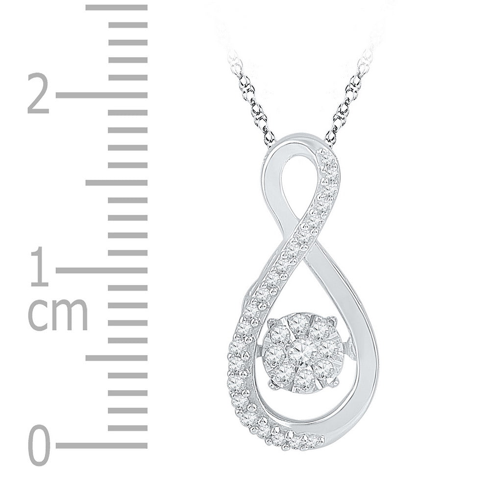 10kt White Gold Women's Moving Diamond Cluster Pendant 1/6 ctw