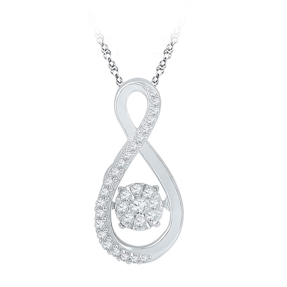 10kt White Gold Women's Moving Diamond Cluster Pendant 1/6 ctw - view 2