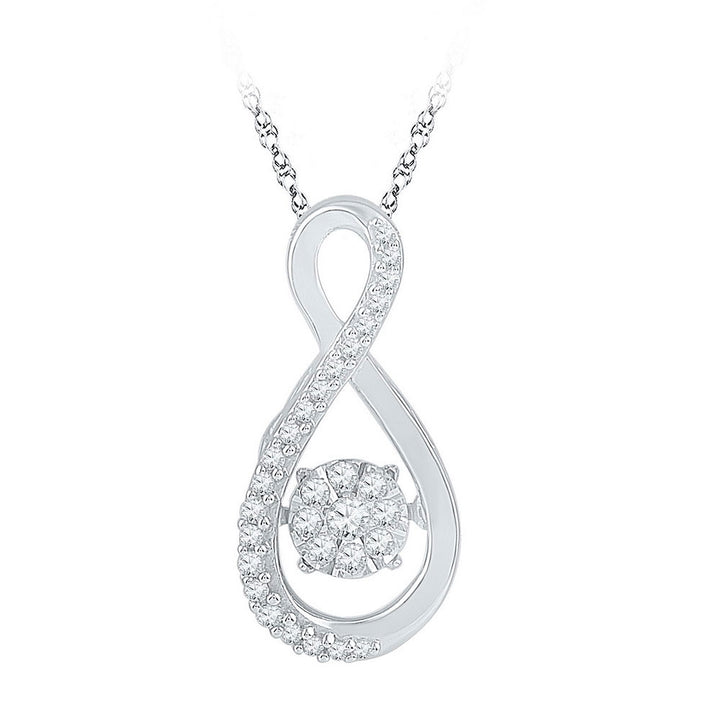 10kt White Gold Women's Moving Diamond Cluster Pendant 1/6 ctw - view 2