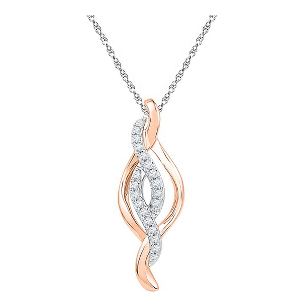 10kt Two-tone Gold Women's Round Diamond Fashion Pendant 1/8 ctw