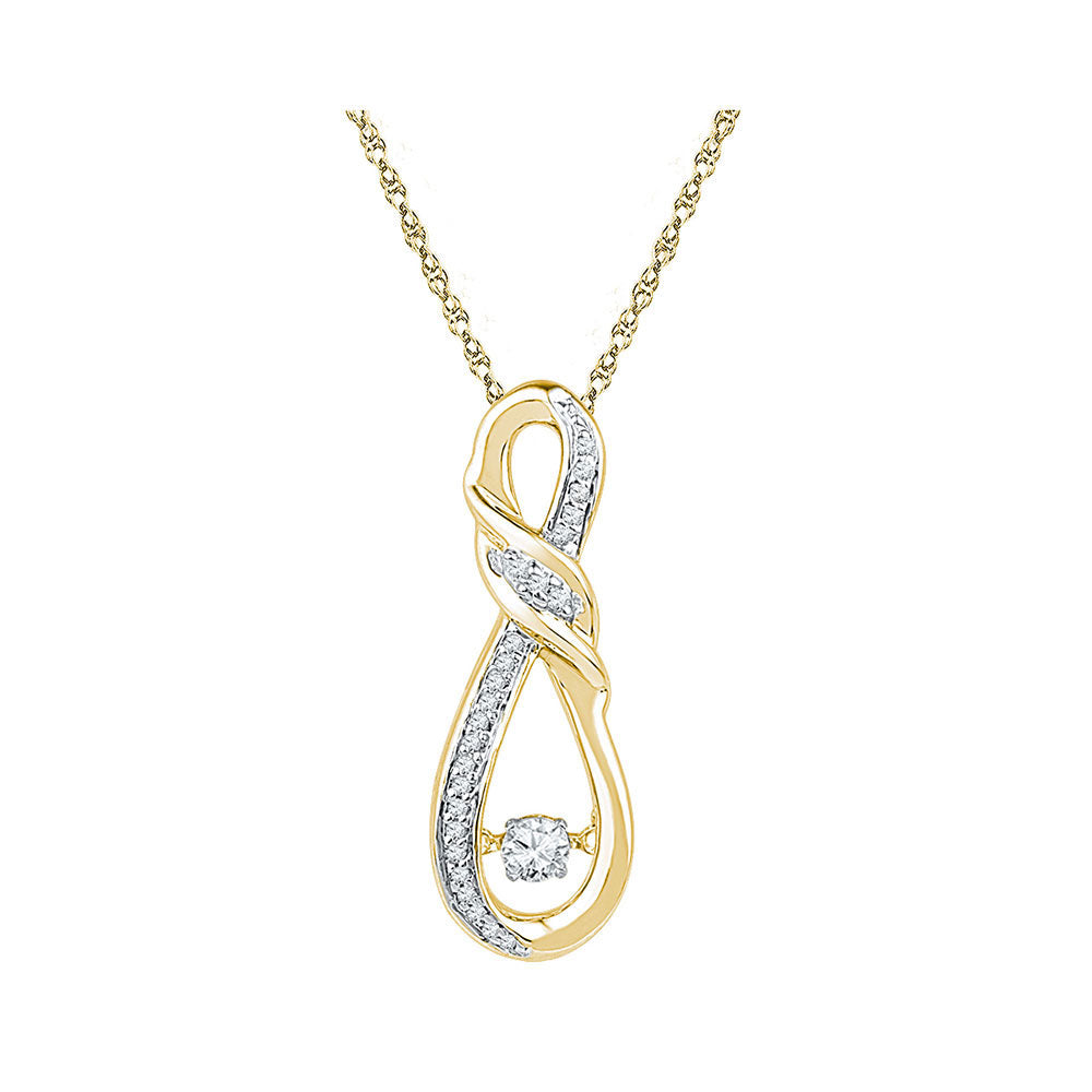 10kt Yellow Gold Women's Diamond Moving Twinkle Solitaire Infinity Pendant 1/6 ctw