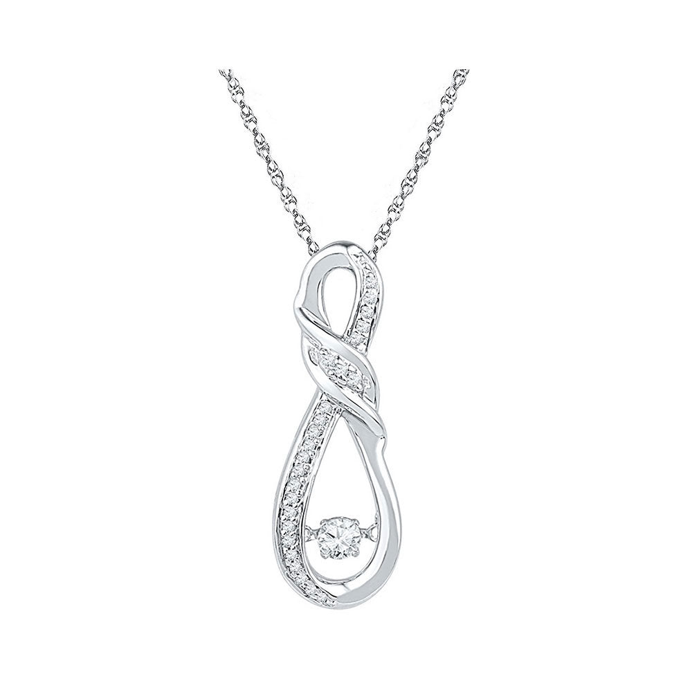 10kt White Gold Women's Diamond Moving Twinkle Solitaire Infinity Pendant 1/6 ctw
