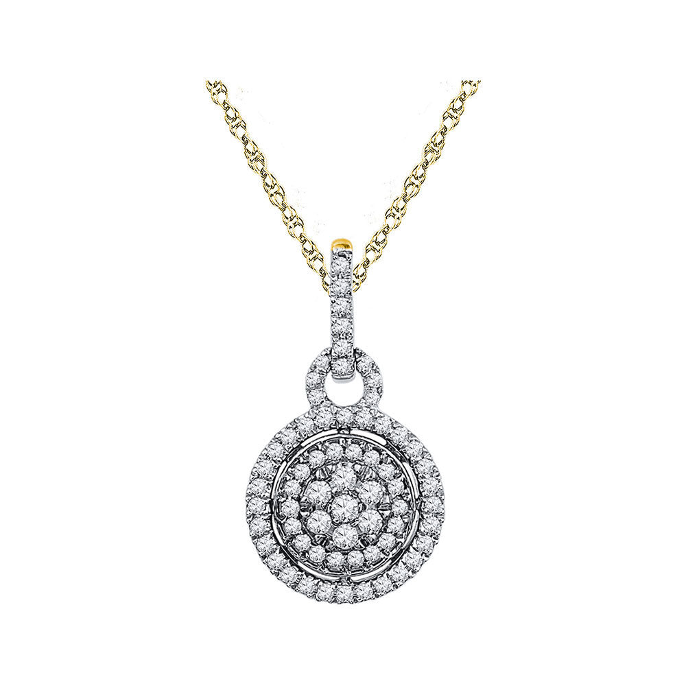 10kt Two-tone Gold Women's Round Diamond Round Pendant 1/2 ctw