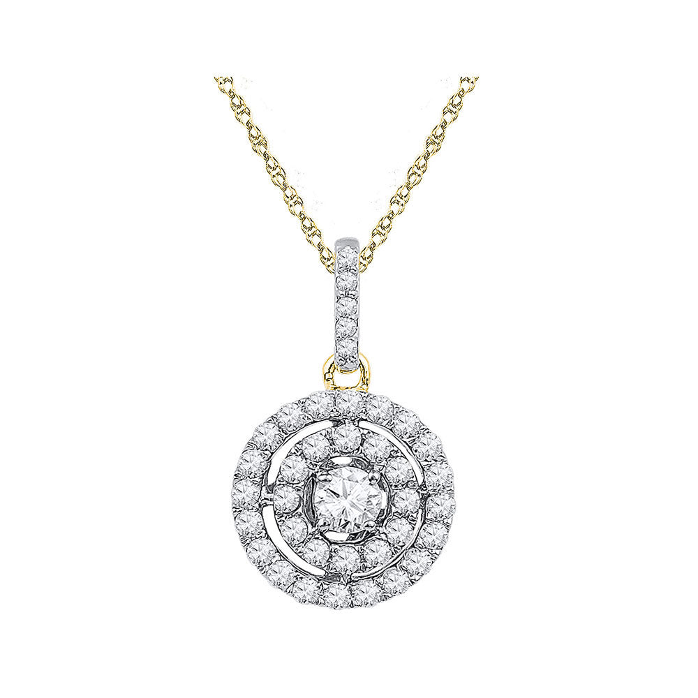 10kt Two-tone Gold Women's Diamond Pendant 1/2 ctw