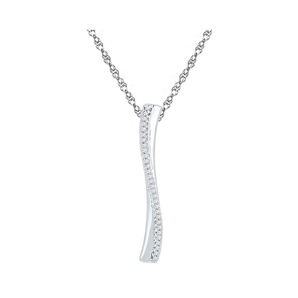 10kt White Gold Women's Round Diamond Fashion Pendant 1/10 ctw