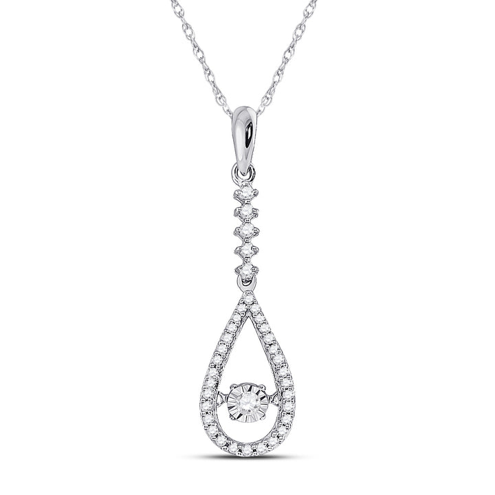 10kt White Gold Women's Moving Twinkle Diamond Teardrop Pendant 1/5 ctw - view 2