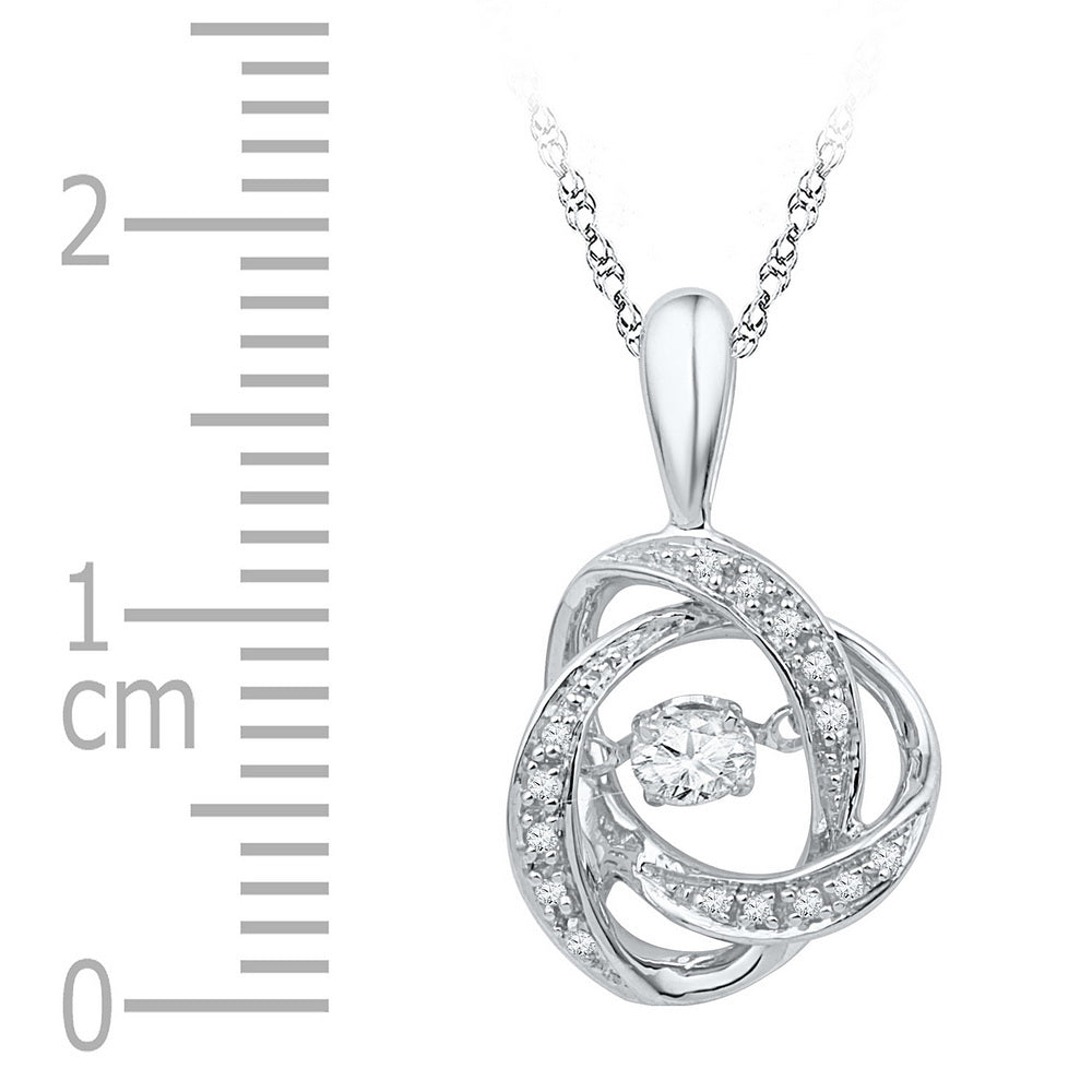 10kt White Gold Women's Diamond Moving Twinkle Solitaire Pendant 1/6 ctw