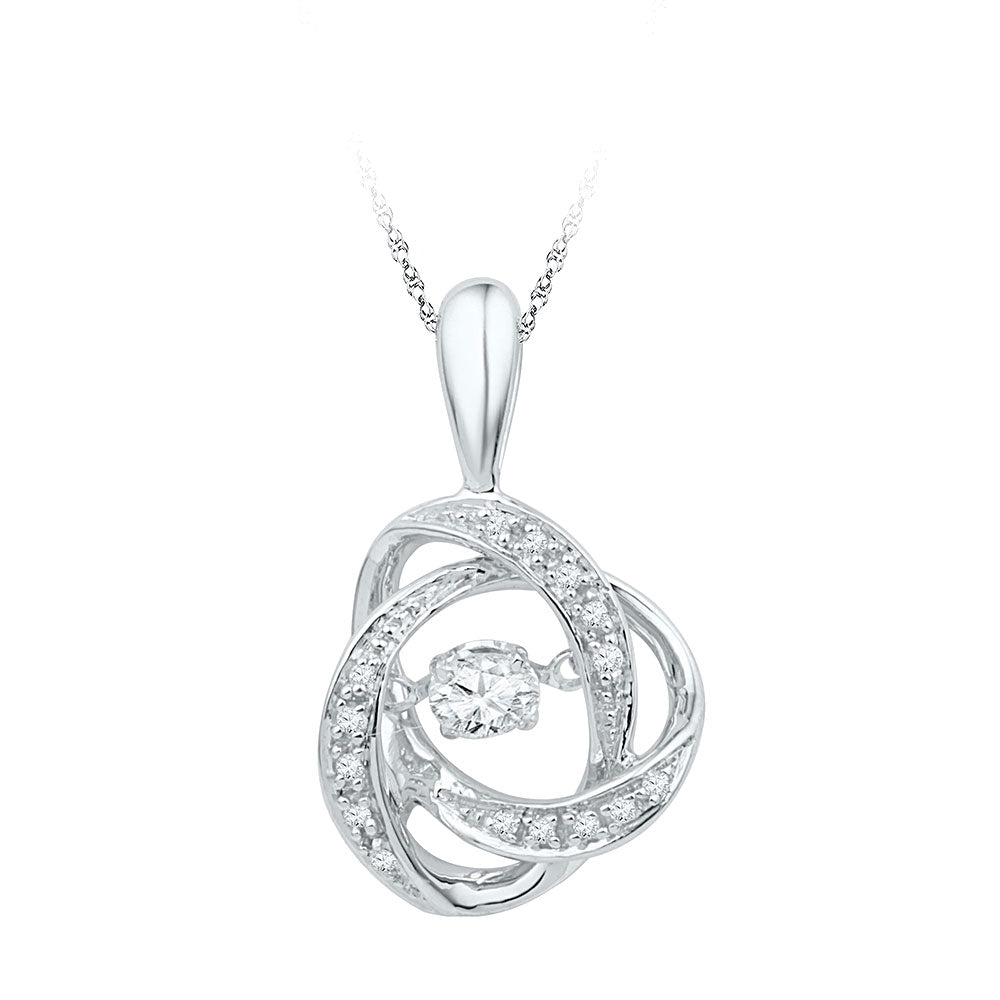 10kt White Gold Women's Diamond Moving Twinkle Solitaire Pendant 1/6 ctw - view 2