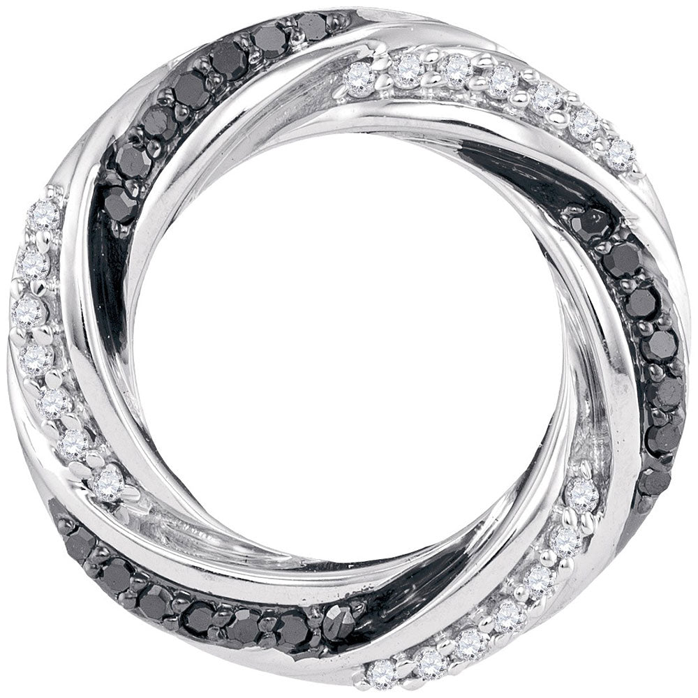 10kt White Gold Women's Black Color Enhanced Diamond Circle Pendant 1/4 ctw