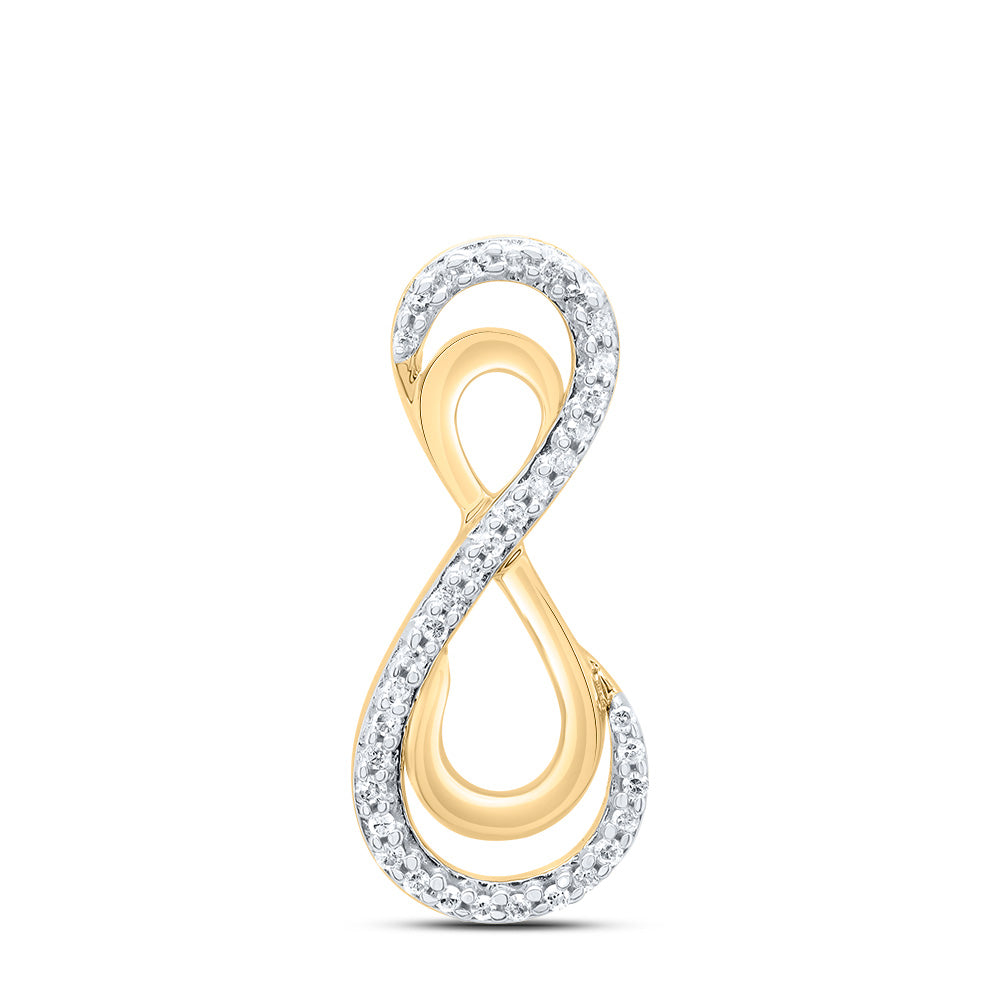 10kt Yellow Gold Women's Diamond Vertical Double Infinity Pendant 1/10 ctw