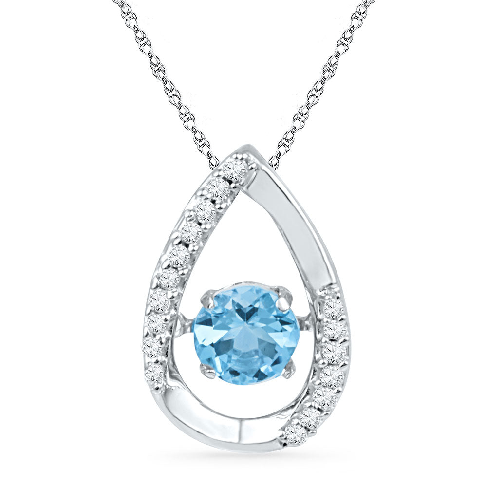 10kt White Gold Women's Lab-Created Blue Topaz Solitaire Pendant 3/4 ctw - view 2