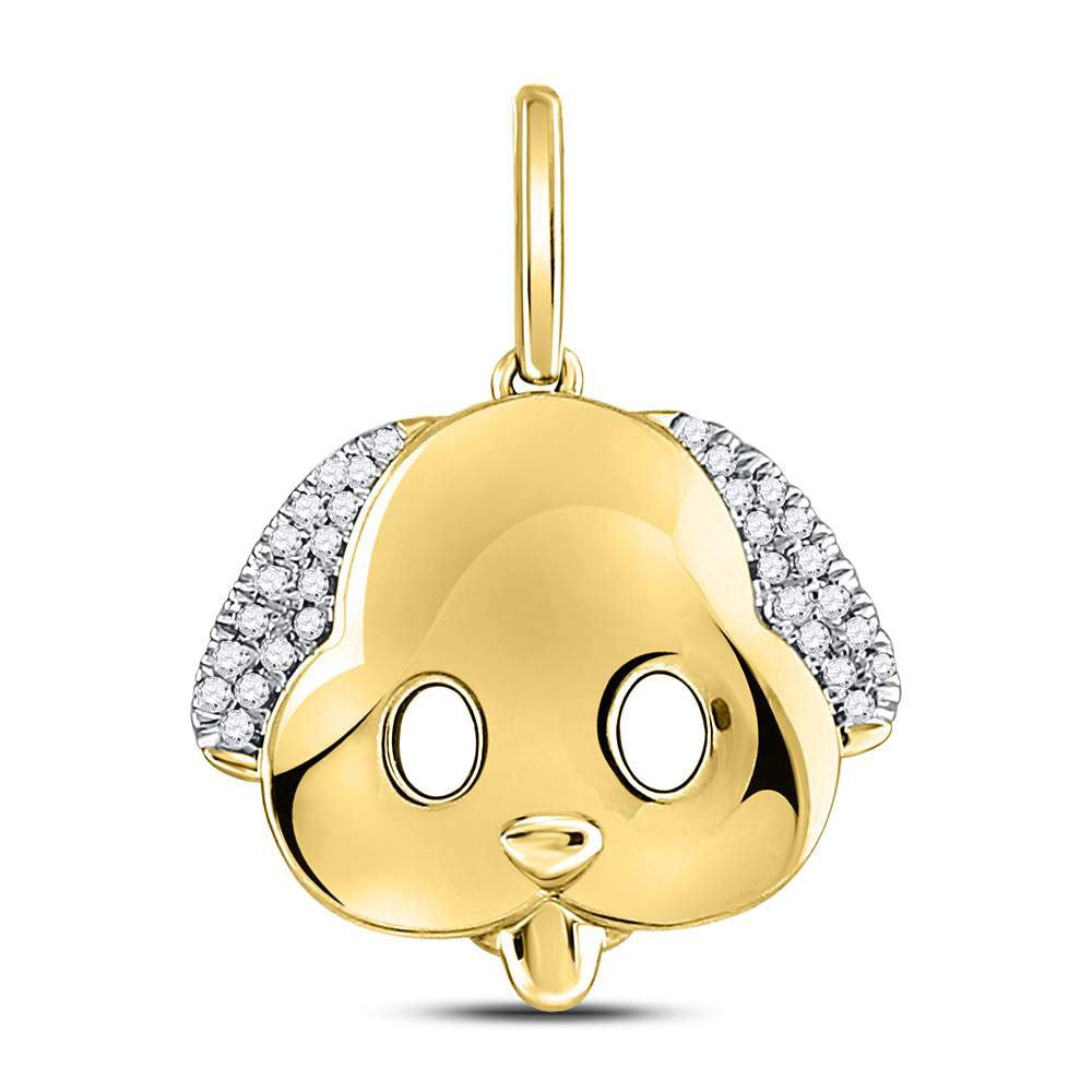10kt Yellow Gold Women's Diamond Puppy Dog Emoji Animal Pendant 1/12 ctw - view 3