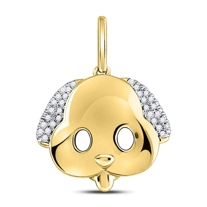 10kt Yellow Gold Women's Diamond Puppy Dog Emoji Animal Pendant 1/12 ctw - view 3