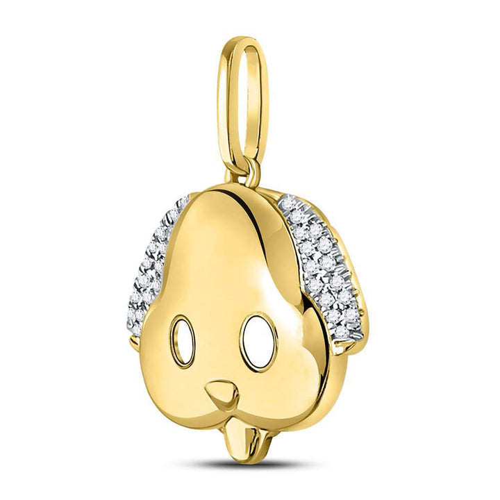 10kt Yellow Gold Women's Diamond Puppy Dog Emoji Animal Pendant 1/12 ctw