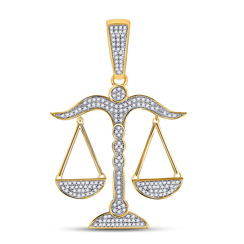 10kt Yellow Gold Men's Diamond Scales of Justice Charm Pendant 1/2 ctw
