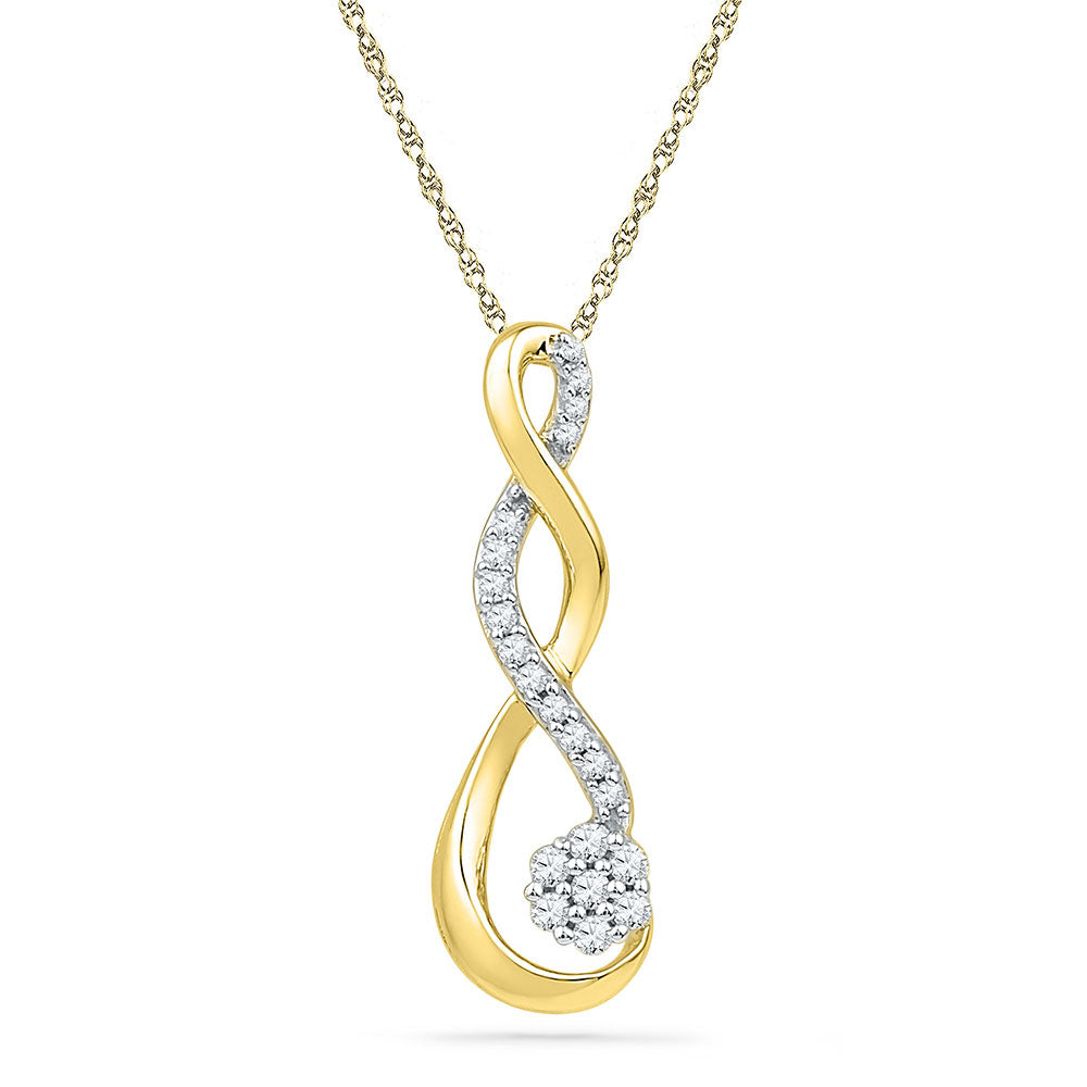 10kt Yellow Gold Women's Diamond Infinity Cluster Pendant 1/6 ctw