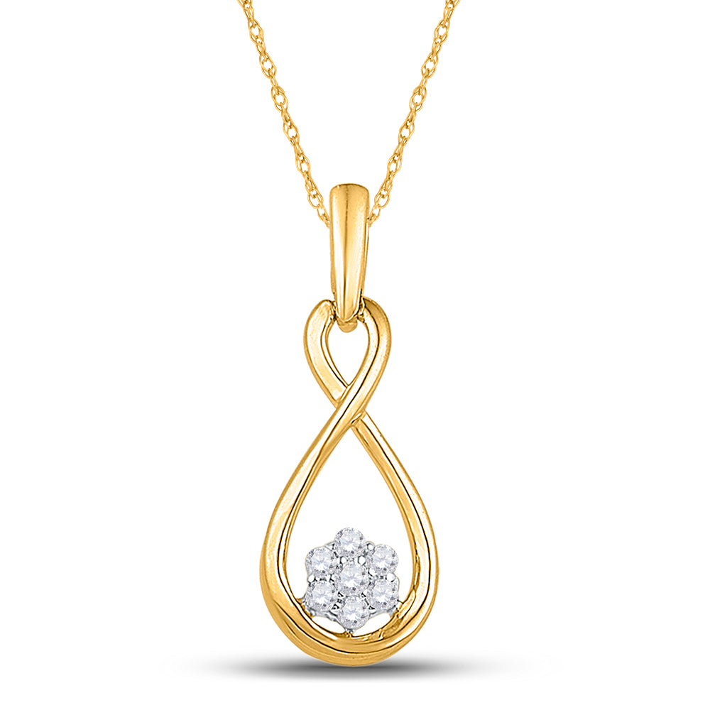 10kt Yellow Gold Women's Diamond Infinity Cluster Pendant 1/8 ctw