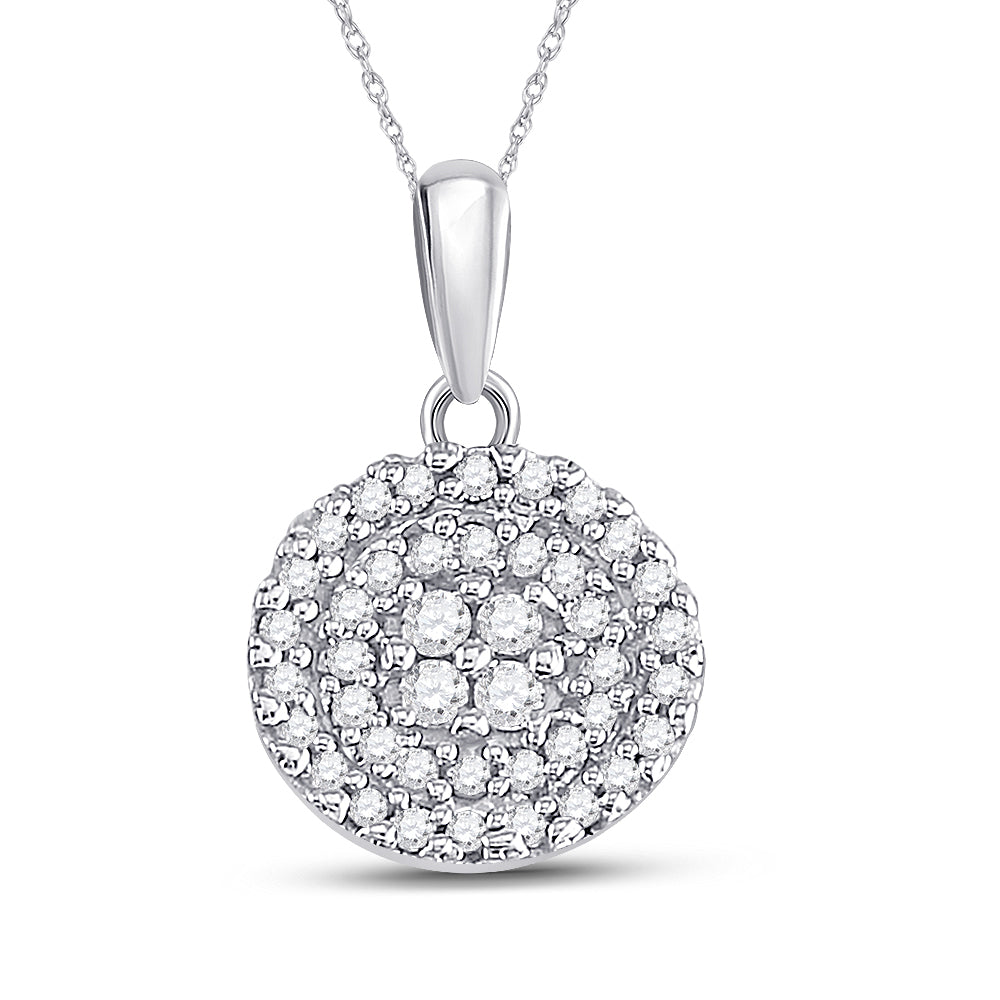 10kt White Gold Women's Diamond Circle Cluster Pendant 1/4 ctw - view 2