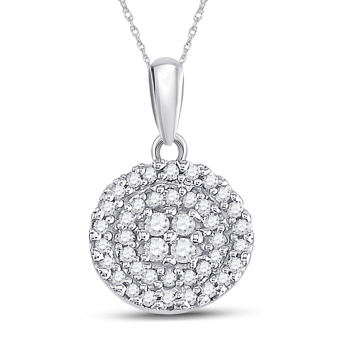 10kt White Gold Women's Diamond Circle Cluster Pendant 1/4 ctw - view 2