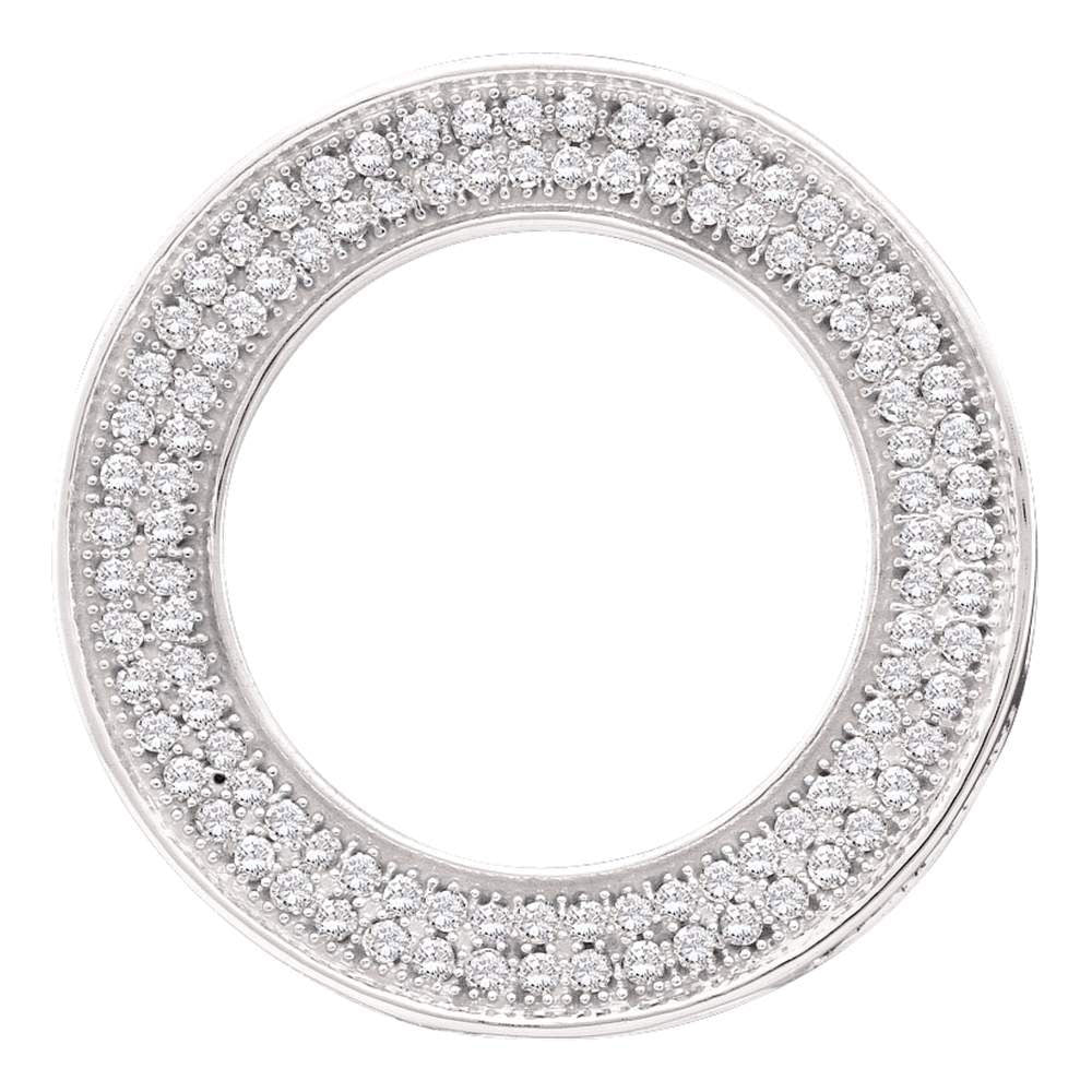 10kt White Gold Women's Round Diamond Circle Pendant 1/3 ctw