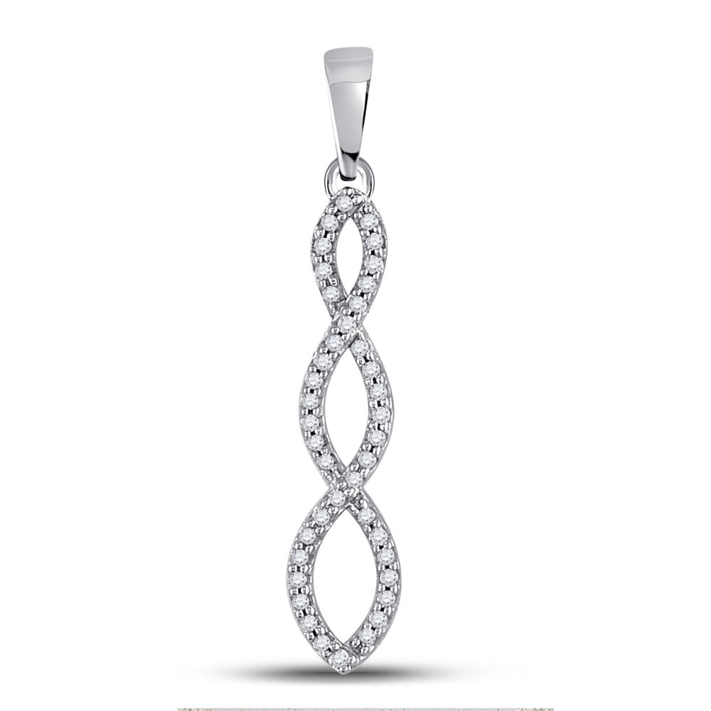 10kt White Gold Women's Diamond Twist Fashion Pendant 1/8 ctw