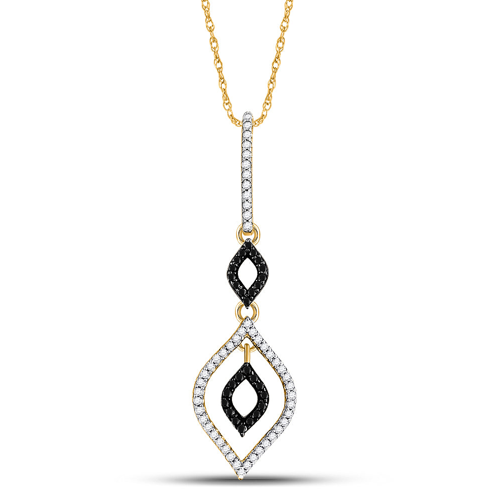 10kt Yellow Gold Women's Color Enhanced Black Diamond Fashion Pendant 1/4 ctw