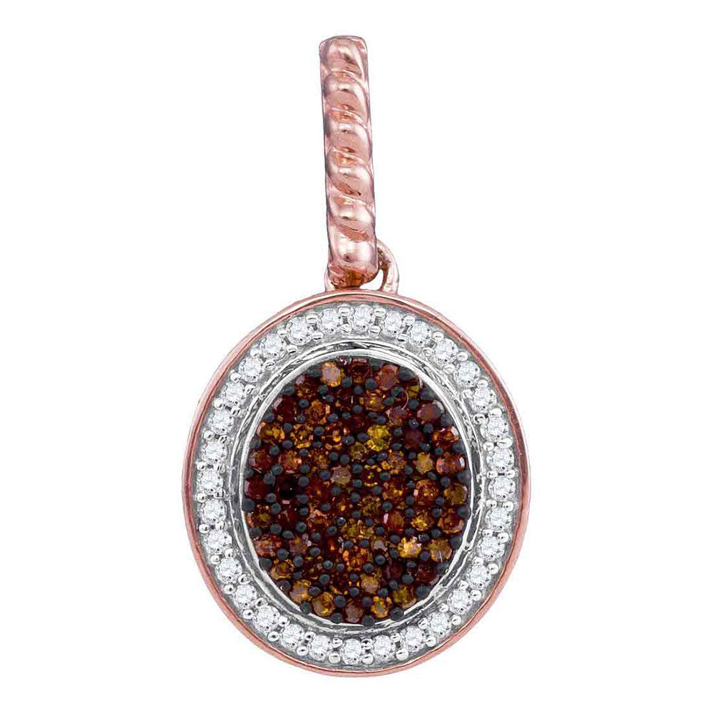 10kt Rose Gold Women's Colored Red Diamond Micro-Pave Pendant 1/4 ctw