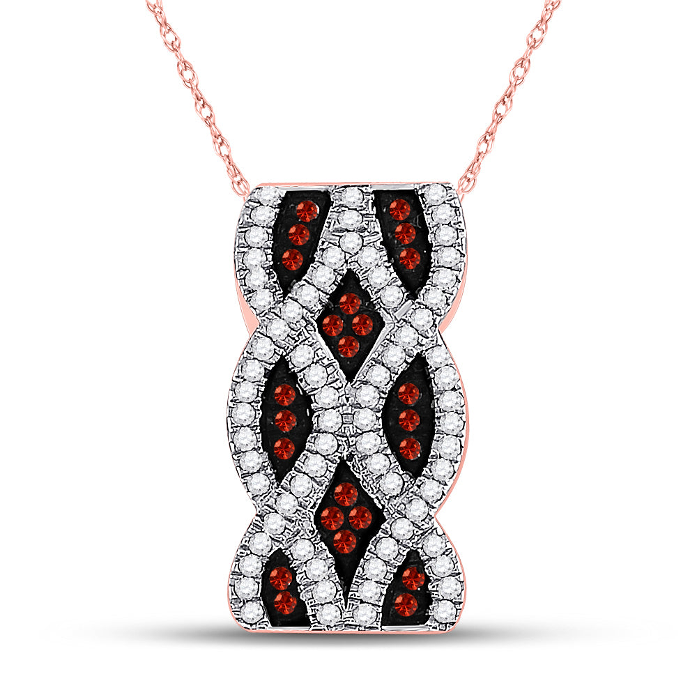 10kt Rose Gold Women's Red Color Enhanced Diamond Fashion Pendant 1/4 ctw