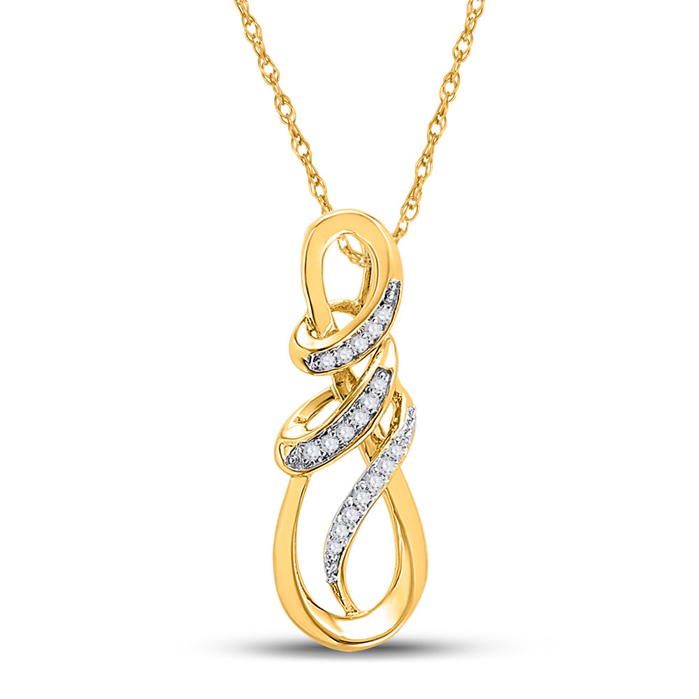 10kt Yellow Gold Women's Diamond Infinity Anniversary Love Pendant 1/10 ctw