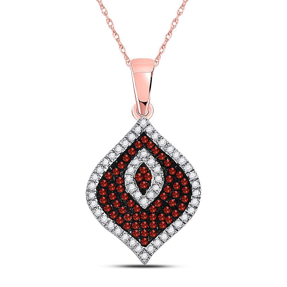 10kt Rose Gold Women's Red Color Enhanced Diamond Fashion Pendant 1/3 ctw