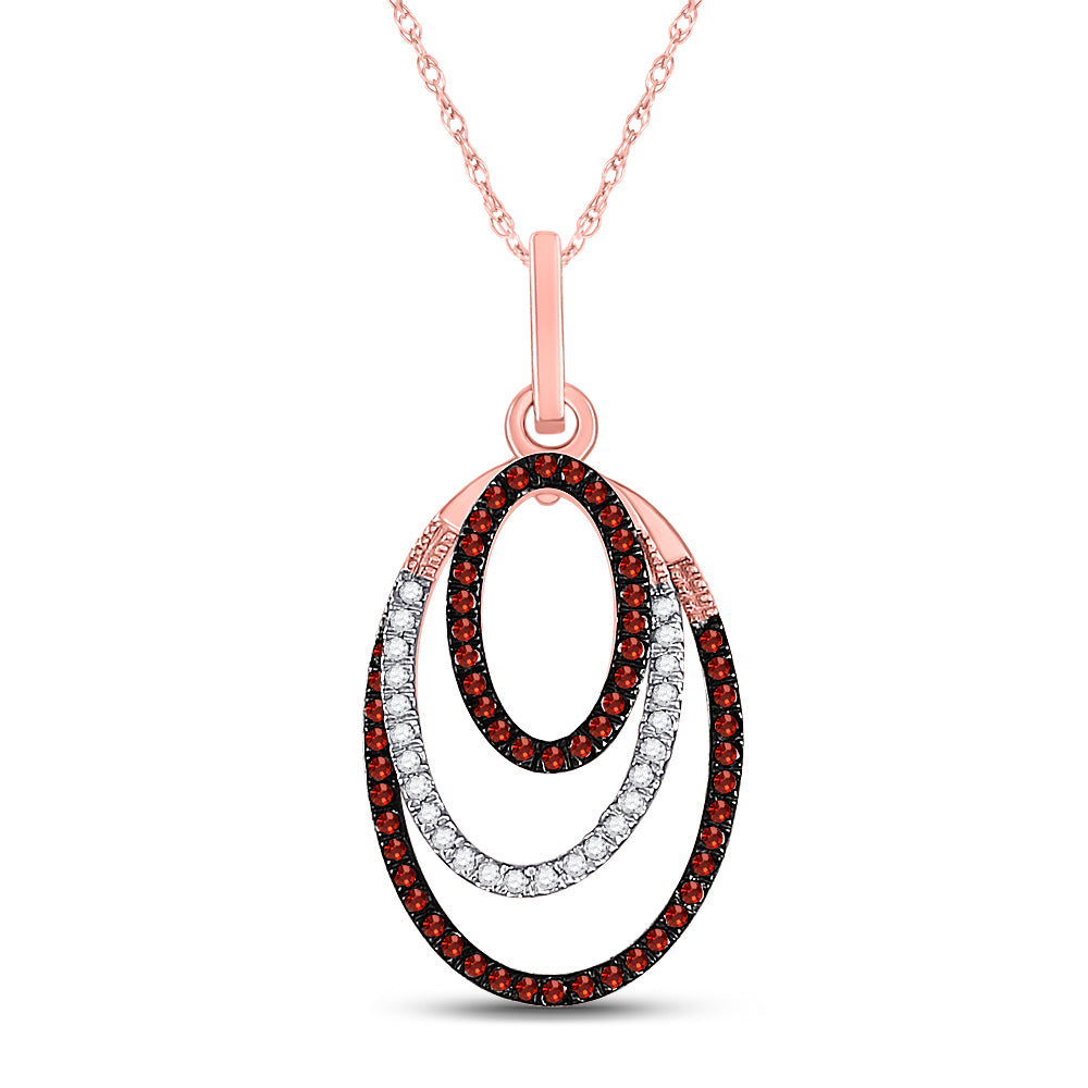 10kt Rose Gold Women's Colored Red Diamond Pendant 1/4 ctw