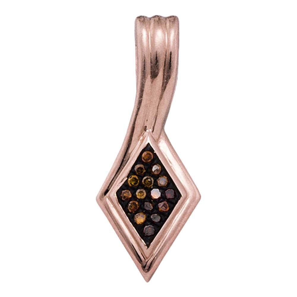 10kt Rose Gold Women's Red Color Enhanced Diamond Cluster Pendant 1/20 ctw
