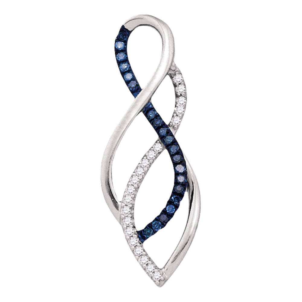 10kt White Gold Women's Blue Color Enhanced Diamond Fashion Pendant 1/10 ctw