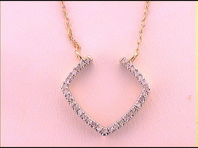 10kt Yellow Gold Womens Diamond Fashion Pendant Necklace 1/10 Cttw