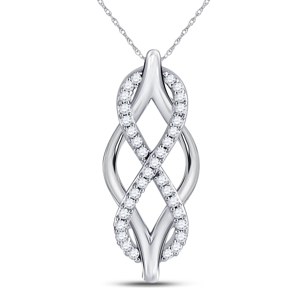 10kt White Gold Women's Diamond Vertical Infinity Pendant 1/12 ctw