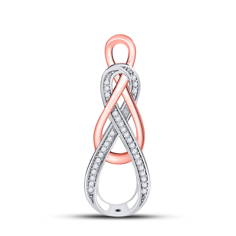 10kt Two-tone Gold Women's Diamond Double Infinity Pendant 1/10 ctw