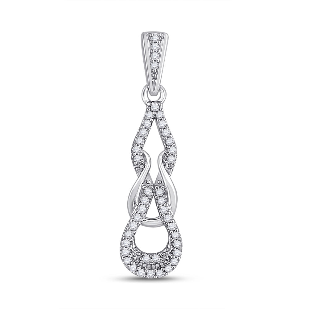 10kt White Gold Women's Diamond Woven Fashion Pendant 1/10 ctw