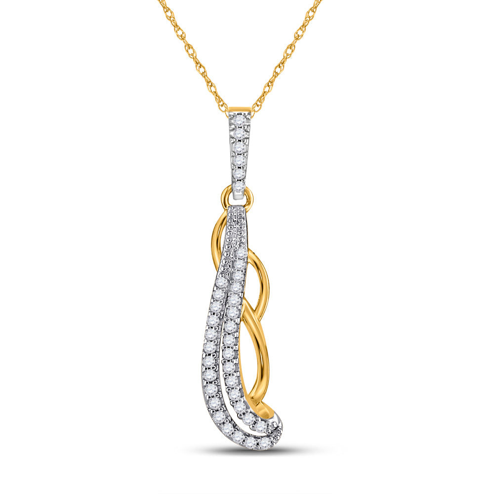 10kt Yellow Gold Women's Round Diamond Fashion Pendant 1/8 ctw